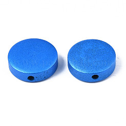 塗装天然木ビーズ  パールカラーの  フラットラウンド  ミックスカラー  15x4.5mm  穴：1.8mm&nbsp;WOOD-S057-069A