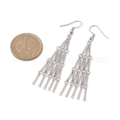 304ステンレススチールリンクバーダングルイヤリング  タッセルピアス  ステンレス鋼色  70x12mm&nbsp;EJEW-JE05966-02