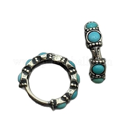 Round Synthetic Turquoise Hoop Earrings&nbsp;EJEW-C178-05
