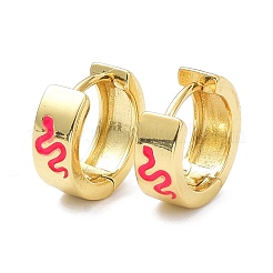 Brass Enamel Hoop Earrings&nbsp;KK-P205-08G-01