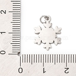 304ステンレスペンダント  スノーフレークチャーム  丸カン付き  ステンレス鋼色  16.5x12x1.5mm  穴：3mm&nbsp;STAS-A125-12P