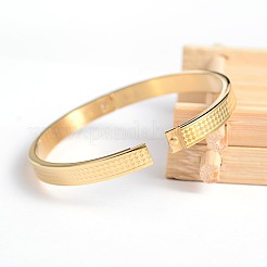 Ion Plating(IP) Carve Rhombus 304 Stainless Steel Bangles&nbsp;BJEW-H0003-24G