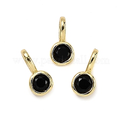 Flat Round Brass Micro Pave Cubic Zirconia Charms&nbsp;KK-C134-01G
