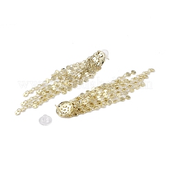 真鍮ペンダントスタッドピアス  扁平フリンジ  ゴールドカラー  90x14mm&nbsp;EJEW-B046-12G