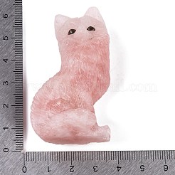 天然ローズクォーツ彫刻キツネの置物彫像、自宅、オフィス、デスクトップの風水装飾  38x24~25x59~60mm&nbsp;G-Q172-14A