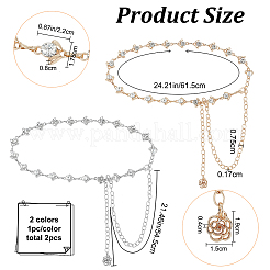 2Pcs 2 Colors Crystal Rhinestone Flower Link Chain Belts&nbsp;AJEW-CP0005-69