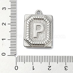 変色防止304ステンレススチールペンダント  文字チャーム付きの長方形  文字p  24.5x18x3mm  穴：1.8mm&nbsp;STAS-U033-01P-P