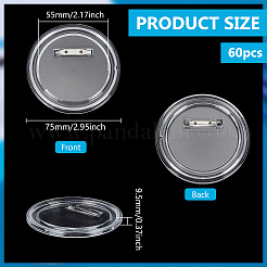 プラスチックブローチベースセッティング  フラットラウンド  透明  75x9.5mm&nbsp;FIND-WH0126-887-1