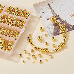 497個5スタイルabsプラスチックビーズ  ラウンド  黄金メッキ  4~12x3.5~11.5mm  穴：1.2~2mm&nbsp;OACR-YW0001-10A