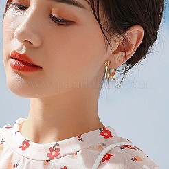 女性猫真鍮フレンチフックピアス  かわいい子猫の顔のイヤリングジュエリー恋人へのギフト女性誕生日クリスマス  ゴールドカラー  16x18.2mm&nbsp;JE965B