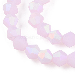 Imitation Jade Bicone Frosted Glass Bead Strands&nbsp;X-GLAA-F029-JM4mm-A02