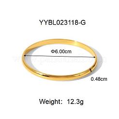 女性用エレガントな304ステンレススチール製プレーンバングル  18KGP本金メッキ  内径：2-3/8インチ（6cm）&nbsp;XS8957-1