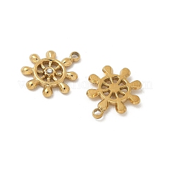 304ステンレススチールラインストーンペンダントイオンプレーティング（IP）  舵  18KGP本金メッキ  12x10x1.5mm  穴：1.2mm&nbsp;STAS-V015-21G