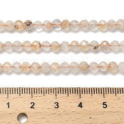 天然シトリン（加熱）ビーズ連売り  多面カット  ラウンド  4mm  穴：0.5mm  約95~96個/連  14.96''（38センチメートル）&nbsp;G-RM2025524-A03-4mm