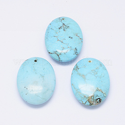 天然石ハウライトペンダント  オーバル  染め＆加熱  40x30x11mm  穴：2mm&nbsp;G-K178-18