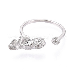 Fish Brass Micro Pave Clear Cubic Zirconia Cuff Ring Settings&nbsp;KK-T076-52P