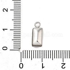304ステンレススチールラインストーンペンダント  長方形チャーム  ステンレス鋼色  12x5.2x3~3.5mm  穴：1.6mm  10個/セット&nbsp;STAS-Z125-11P