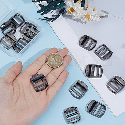 長方形合金バックル14個  バッグの紐を結ぶのに  服飾材料  ガンメタ色  28.5x23x5mm  穴：19x3~3.5mm&nbsp;FIND-CY0002-02B
