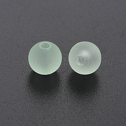 透明なアクリルビーズ  ラバー加工スタイル  艶消し  ラウンド  薄緑  8x7mm  穴：1.8mm  約1745個/500g&nbsp;LS-MACR-S373-66-M02