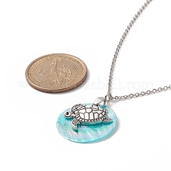 AB Color Plated Capiz Shell Pendant Necklace&nbsp;NJEW-JN04220