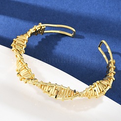 Twisted Brass Cuff Bangles for Women&nbsp;BJEW-C112-02G