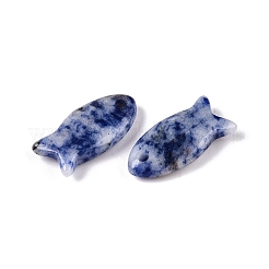 ナチュラルブルースポットジャスパーペンダント  魚のチャーム  23.5~24.5x12x5~6mm  穴：2mm&nbsp;X-G-N342-106F
