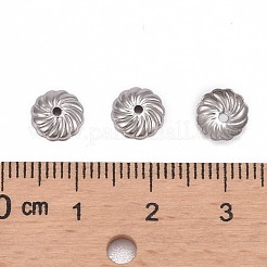 変色しにくいフラワー304ステンレススチールビーズキャップ  ステンレス鋼色  8x2mm  穴：1mm&nbsp;STAS-R083-13