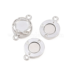 ループ付き304ステンレススチール製マグネット留め具  丸い穴  フラットラウンド  トレイ：5mm  9x14x5mm  穴：1.2mm  0.7mmのラインストーンに適する&nbsp;STAS-P452-04C-P