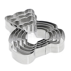 ステンレス製クッキーカッター5個  クッキー型  DIYビスケットベーキングツール  クマ  ステンレス鋼色  38~88x35~83x17mm&nbsp;PW-WGFF0D1-01
