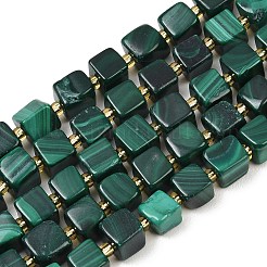 天然石マラカイトビーズ連売り  キューブ  シードビーズで  6~7x6.5~7x6~7mm  穴：0.9mm  約44~45個/連  15.20~15.55''（38.6~39.5センチメートル）&nbsp;G-G053-B25-03