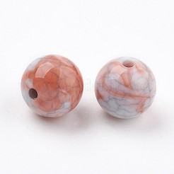 クラックアクリルビーズ  天然石風ビーズ  ラウンド  ミックスカラー  14.5~16mm  穴：2.2mm  約220個/500g&nbsp;MACR-E025-22-16mm