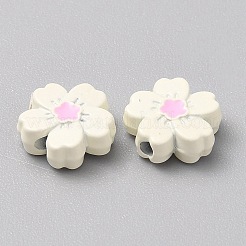 ベーキングペイント合金手作りビーズ  花  乳白色  10x10x4mm  穴：1.7mm&nbsp;FIND-CJC0019-27A