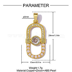 Brass Micro Pave Clear Cubic Zirconia Pendants&nbsp;CU-OY001-78G
