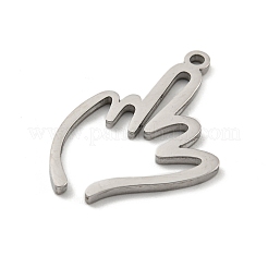 変色しない304ステンレススチールペンダント  レーザー切断  パームチャーム  ステンレス鋼色  27x17x1mm  穴：1.6mm&nbsp;STAS-K253-08P