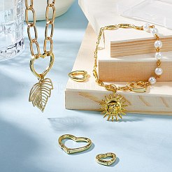 6Pcs 3 Styles Rack Plating Heart Brass Spring Gate Rings&nbsp;KK-SC0006-11