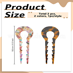 2Pcs 2 Colors U-shaped Cellulose Acetate(Resin) Hair Forks&nbsp;OHAR-LP0004-05A