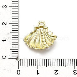 合金ラインストーンペンダント  プラスチック真珠  貝殻の形のチャーム  ゴールドカラー  18.5x17.5x4.5mm  穴：1.8mm&nbsp;LS-FIND-A051-06G