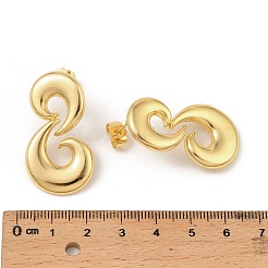 Double Moon Brass Stud Earrings&nbsp;EJEW-F389-18G