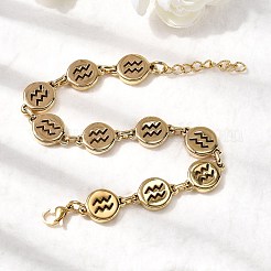 12 Constellations 304 Stainless Steel Link Chain Bracelets&nbsp;BJEW-I239-01G-10