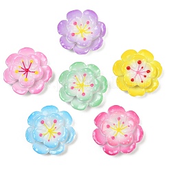不透明な樹脂エナメルカボション  花  ミックスカラー  26x26x8mm&nbsp;CRES-D308-01