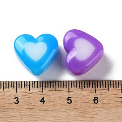 ツートンの不透明アクリルビーズ  模造ゼリー  ハート  ミックスカラー  15x17x11mm  穴：2.2mm&nbsp;X-SACR-I005-05A