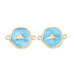 Ocean Brass Enamel Connector Charms&nbsp;KK-C251-05G-02