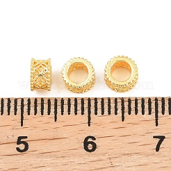 真鍮製ヨーロピアンビーズ  コインのあるコラム  大穴ビーズ  ゴールドカラー  4x3mm  穴：3mm&nbsp;KK-A292-03B-G