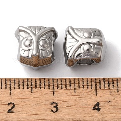変色しない304ステンレススチールヨーロピアンビーズ  大穴ビーズ  フクロウ  ステンレス鋼色  10x10x8mm  穴：4mm&nbsp;STAS-I305-197P
