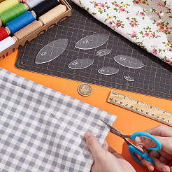 8個 8サイズ 透明アクリル 再利用可能な描画テンプレート DIY スクラップブック用  学校のプロジェクト  馬の目  8~36x20~90x2mm  1個/サイズ&nbsp;DIY-UN0006-32A