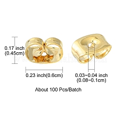 304ステンレススチール製イヤーナット  ポストイヤリング用フリクションイヤーナット  18KGP本金メッキ  6x4.5x3mm  穴：0.8~1mm&nbsp;STAS-YW0001-49