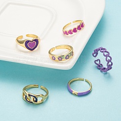 6Pcs 6 Style Brass Cuff Rings&nbsp;RJEW-LS0001-02B