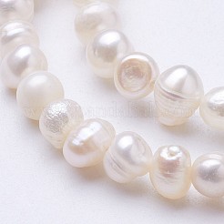 天然養殖淡水パールビーズ連売り  ポテト  ベージュ  4~4.5x5~5.5mm  穴：0.5mm  約75~80個/連  13.7インチ&nbsp;PEAR-F004-13
