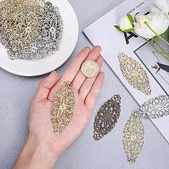 アイアン製コネクター  エッチングされた金属装飾  花  ミックスカラー  35x81x1mm  60個/箱&nbsp;IFIN-PH0024-01