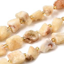 Raw Rough Natural Yellow Jade Beads Strands&nbsp;G-Z087-A08